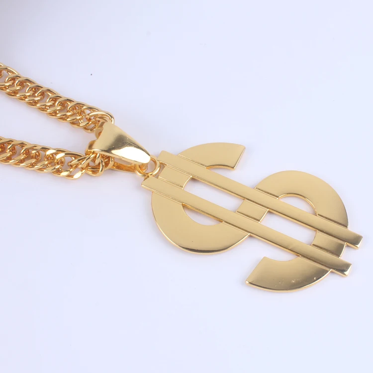 Hot Sale Long Chain Halloween Pimp Gangster Fancy Dress Bing Usd Dollar  Coin Pendant Men Necklace