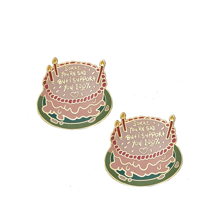 Enamel Pins Custom  Colorful Cake Shaped Custom Badges Pin Enamel with Gold Plating Custom Pins