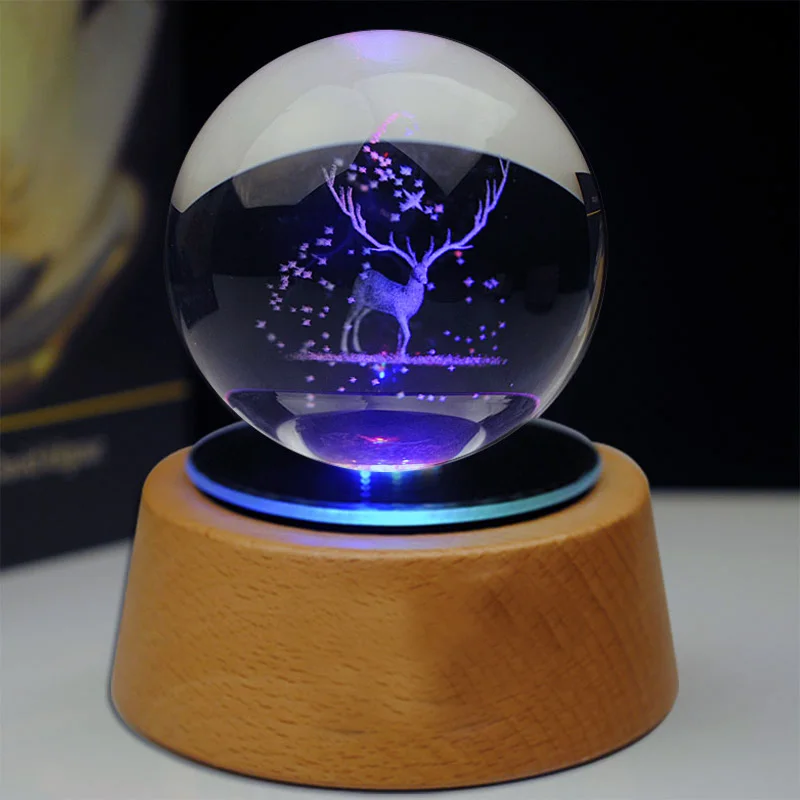 Wholesale Customized Crystal K9 Glass Ball 3d Elk / Solar System Glass Ball 3d Galaxy Crystal