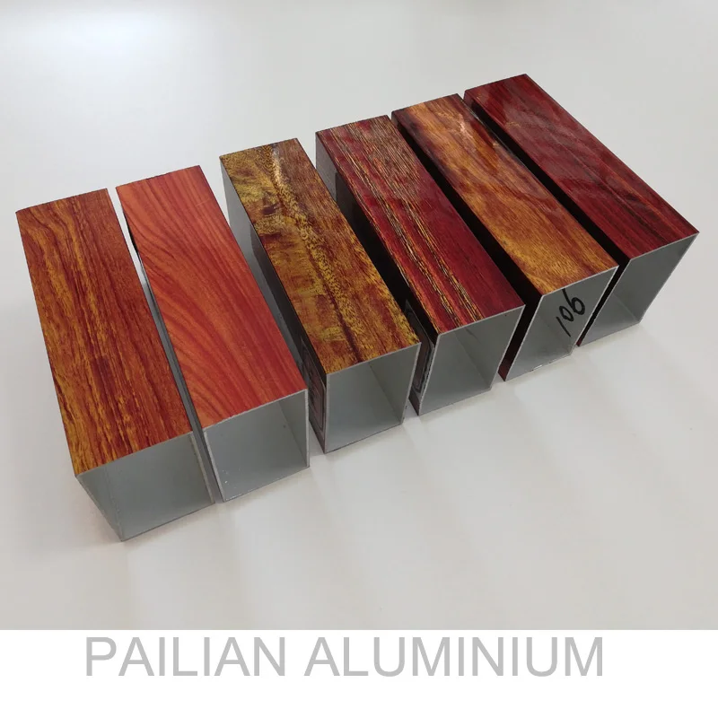 6063 T5  Wooden Grain Coating Standard Size Aluminium Rectangular Hollow Section  for Furniture Decoration