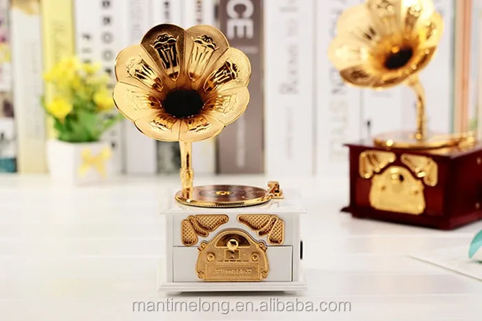 
 Ностальгические воспоминания! Винтажная музыкальная шкатулка граммофона, музыкальная шкатулка в стиле ретро с художественным диском  