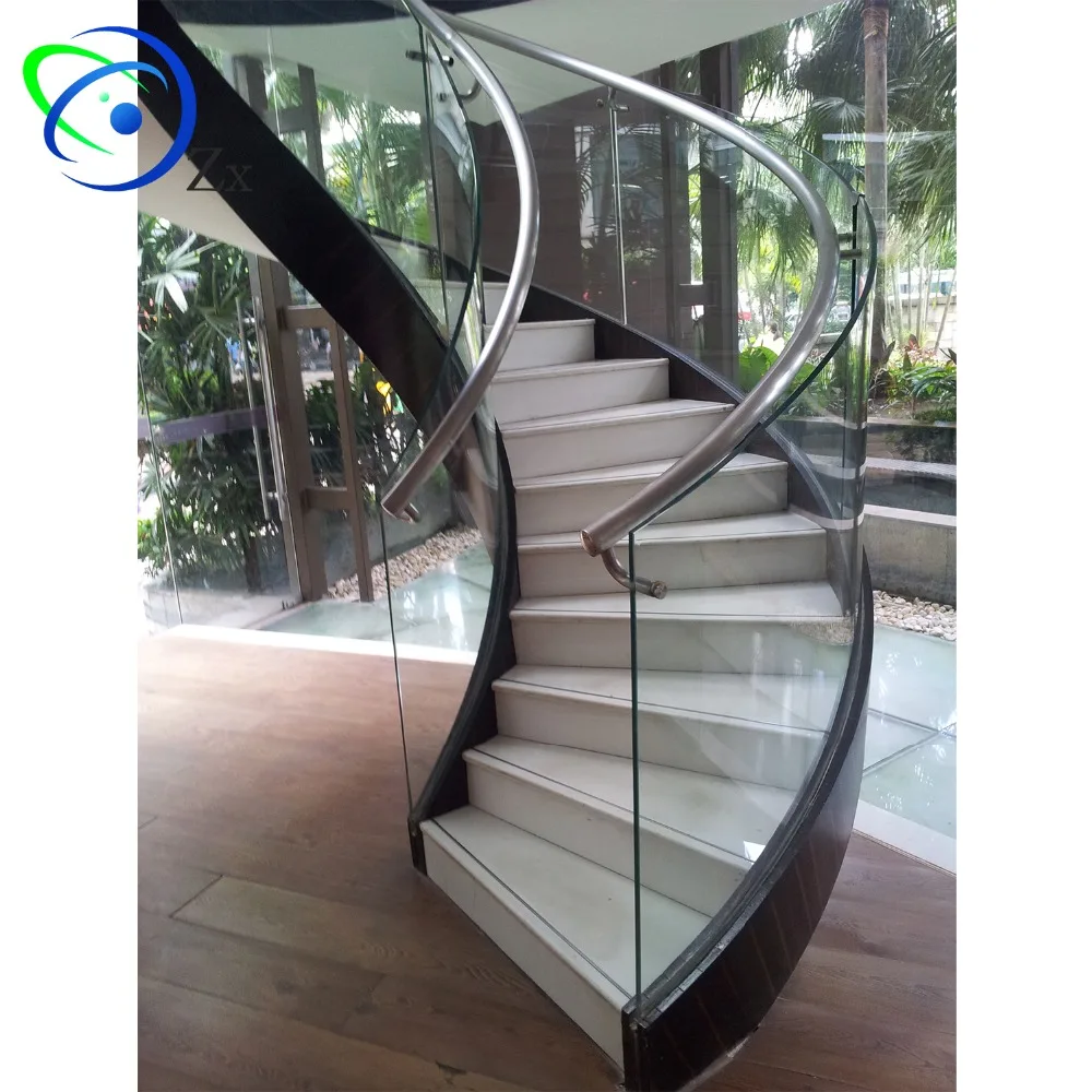 Curved Stair Glass Balustrade Standoff Fittings Spiral Staircase Handrail Cambered Glass Railing Buy Curved Stair Glass Balustrade Glass Balustrade Standoff Fittings Spiral Staircase Product On Alibaba Com