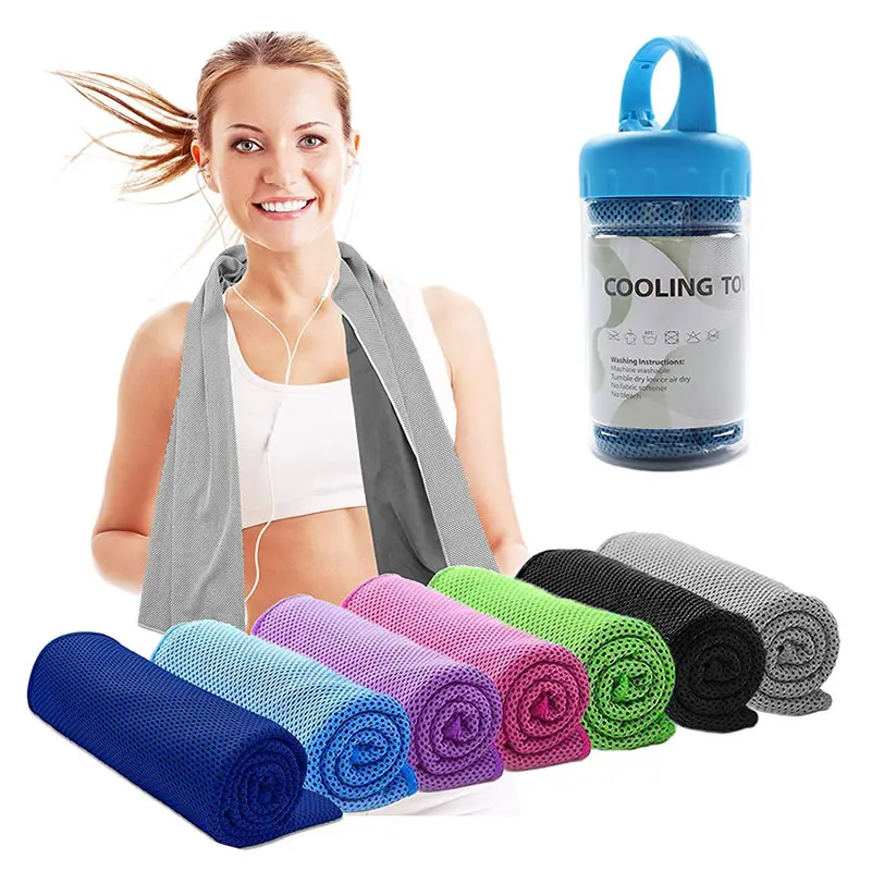 - à usage multiple taille personnalisée écologique - évaporatif froid - serviette personnalisée glace avec bouteille