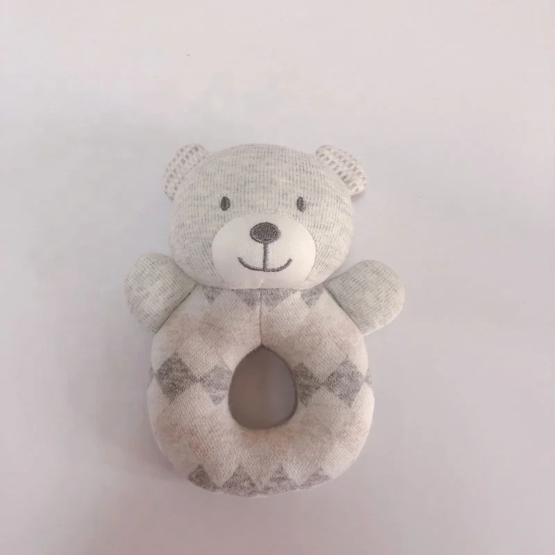 Eco-friendly Чистый хлопок детей текстурированная игрушка-погремушка Кролик Погремушки игрушки