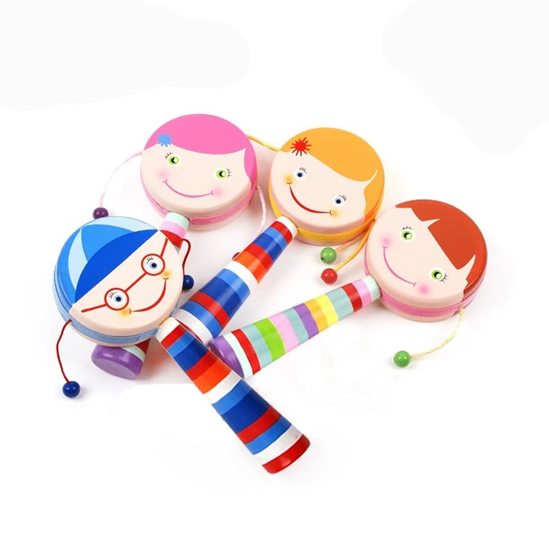 Детские развивающие игрушки ручной барабан безопасность натуральные деревянные игрушки детская погремушка