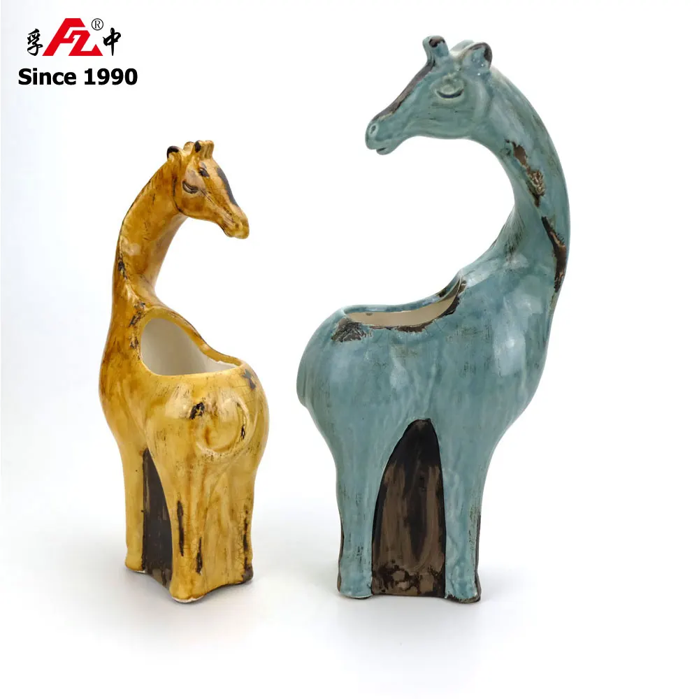 Giraffe Shaped Antique Vase,Animal Shaped Vase For Home Decoration
