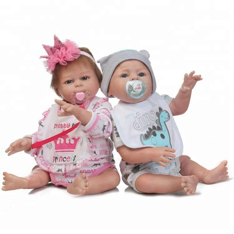 Real Life Baby Dolls Full Vinyl Silicone Reborn Blue Twins Boy Girl Birth Gifts 