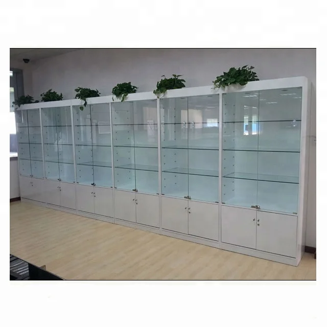 Modern Glass MDF Wood Showcase/ White Showroom Display Cabi