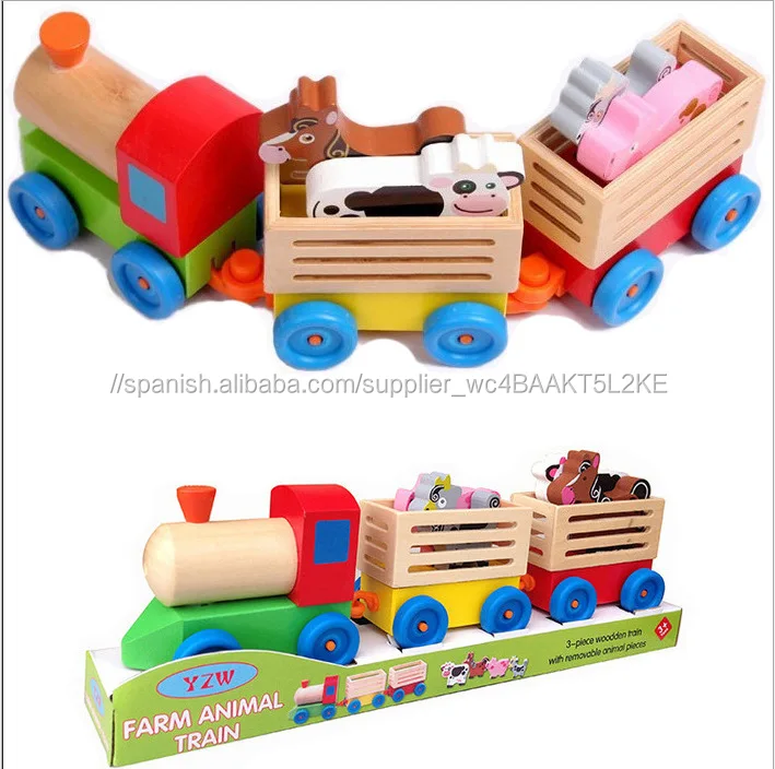 wooden train animals