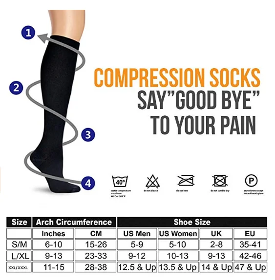 Медицинские спортивные хлопковые Компрессионные носки для мужчин и женщин