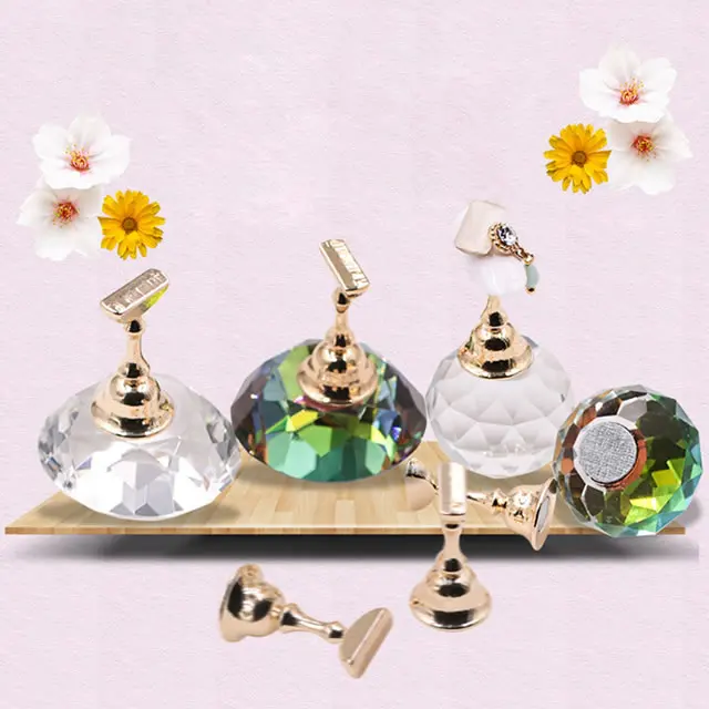 Magnetic Crystal Diamond Base False Nail Tips Practice Training Display Stand Holder Nail Art Display