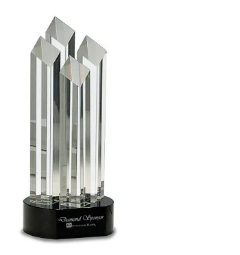 Factory Direct Sale Unique 4 Column Crystal Glass Trophy Column Trophy Crystal Trophy