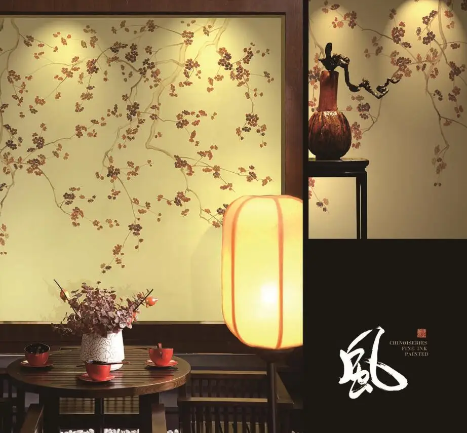 Plum Blossom Chinoiserie Non不織布fine Ink Hand Painted Wallpapers Buy ハンド塗装 壁紙 微細インク塗装壁紙 シノワズリ壁紙 Product On Alibaba Com