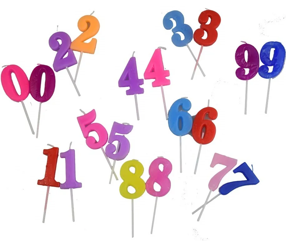 Unisex Birthday Number Candle with Plastic Base for Boys and Girls