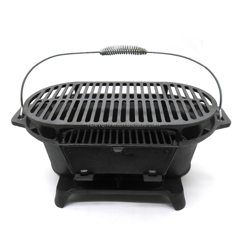 Portable Round Cast Iron Charcoal Grill for Outdoor Camping