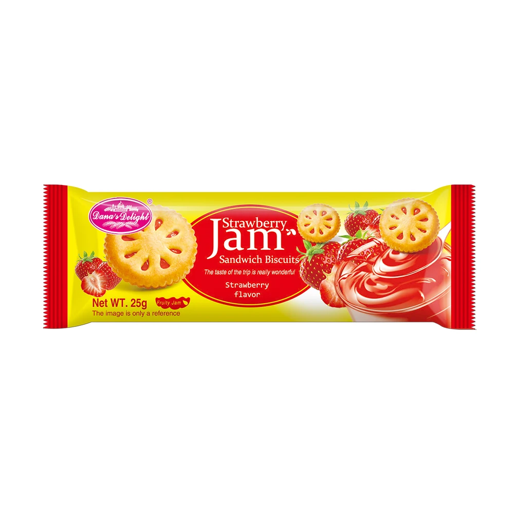 300g Jam Sandwich Biscuits Box Strawberry Flavor Cream Cracker Biscuits