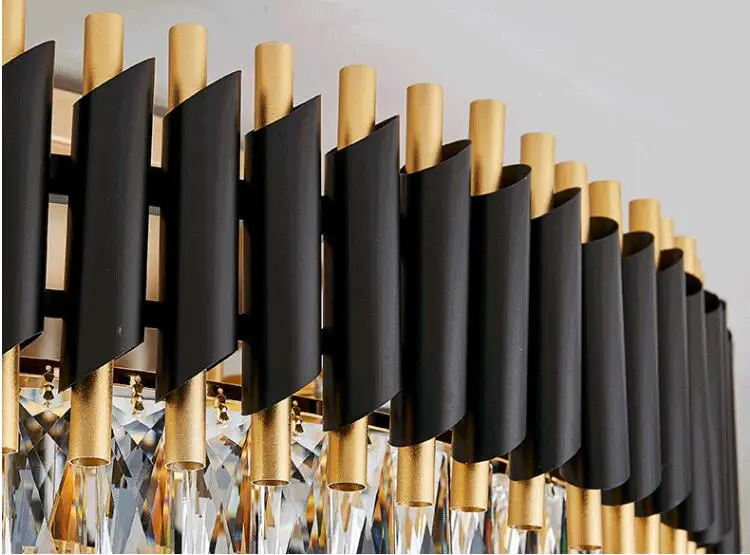 Small Round Crystal Ceiling Chandelier Lights With  Black Metal Parts
