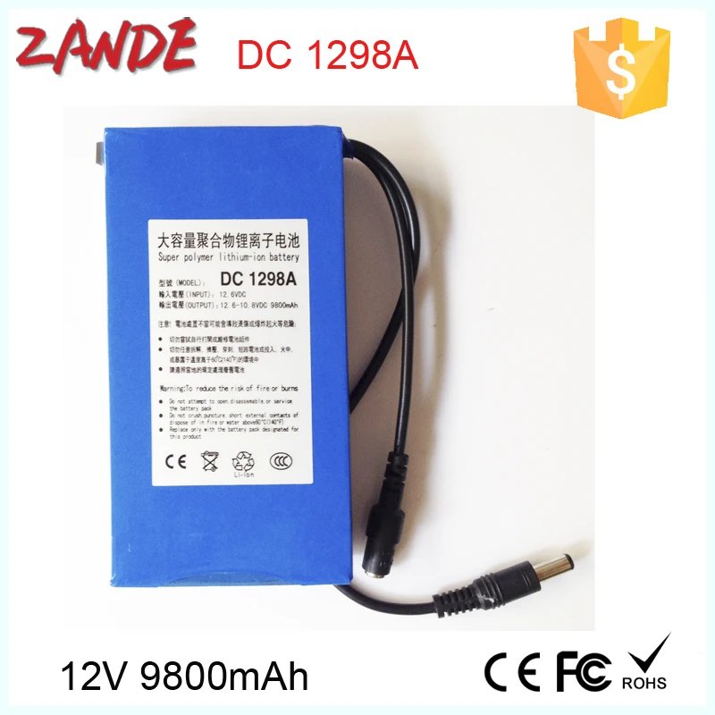 thumbnail image 2 of 12V 9800mAh Rechargeable Lithium Ion Battery Pack With US Plug Charger 2 of 6