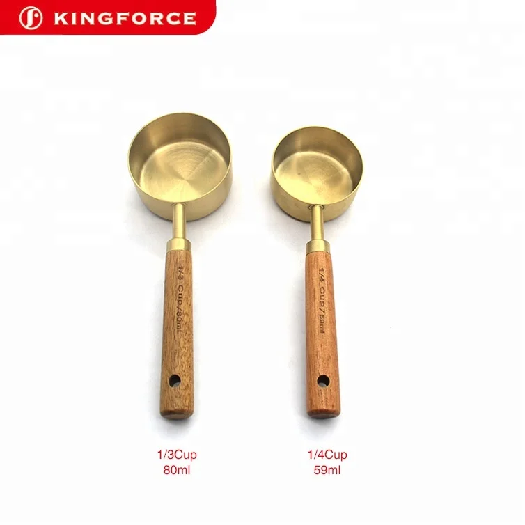 
 Kingforce набор из 8 мерных стаканчиков и мерных ложек из нержавеющей стали цвета розового золота  
