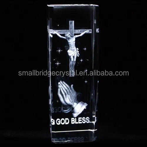 Wholesale Laser etched Jesus 3D Crystal