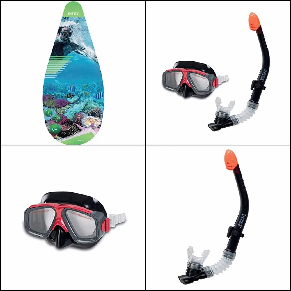 Masque Et Tuba Intex Reef Rider – Système Anti-vague – Lanière Ajustable – Couleur Noir – Pour Nage Et Snorkeling à Partir De 14 Ans