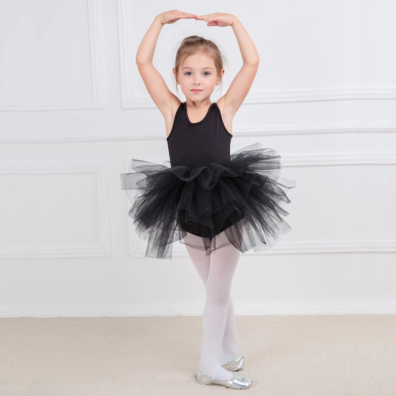 Tutú de Ballet profesional para niños, vestido de volantes para niñas,  vestidos de Ballet clásico blanco y negro, vestidos de Ballet para niños