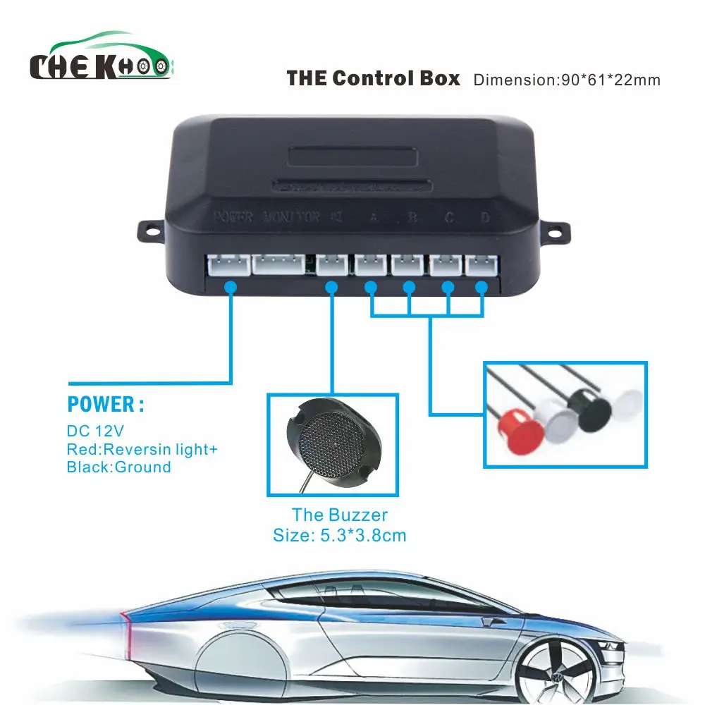
Автомобильный парктроник, зуммер, датчик парковки с 4 датчиками, радар заднего хода, монитор, система детектора, дисплей с подсветкой 