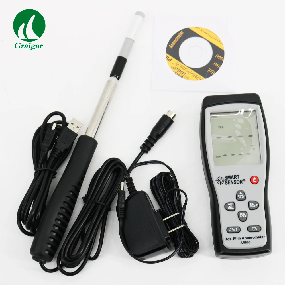 Smart Sensor AR866 Digital Thermal Anemometer Wind Speed Meter