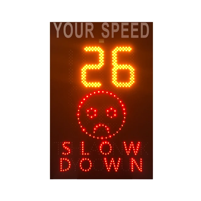 Emoj Face Feedback Solar Doppler Speed Indicator Device Driver Meter Sensor Detector Limit Display Sign Speed Radar