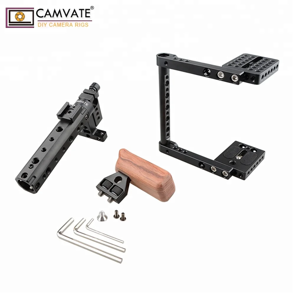 CAMVATE DSLR Camera Cage Top Handle Wood Grip for 600D 70D 80D