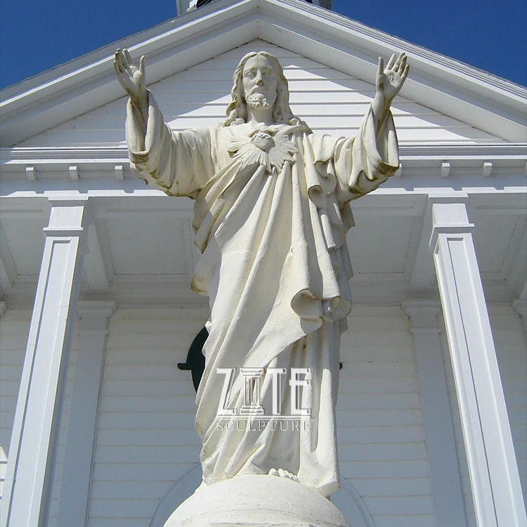Hand Carved Marble Status of Jesus Christ with Cross