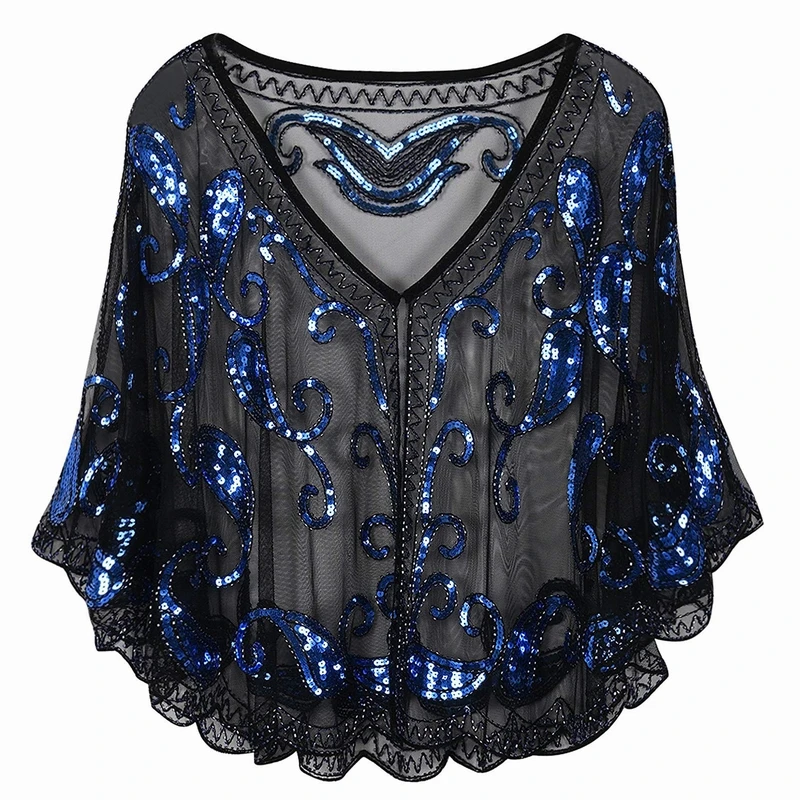 
Женская вечерняя накидка с блестками и бусинами 1920s 