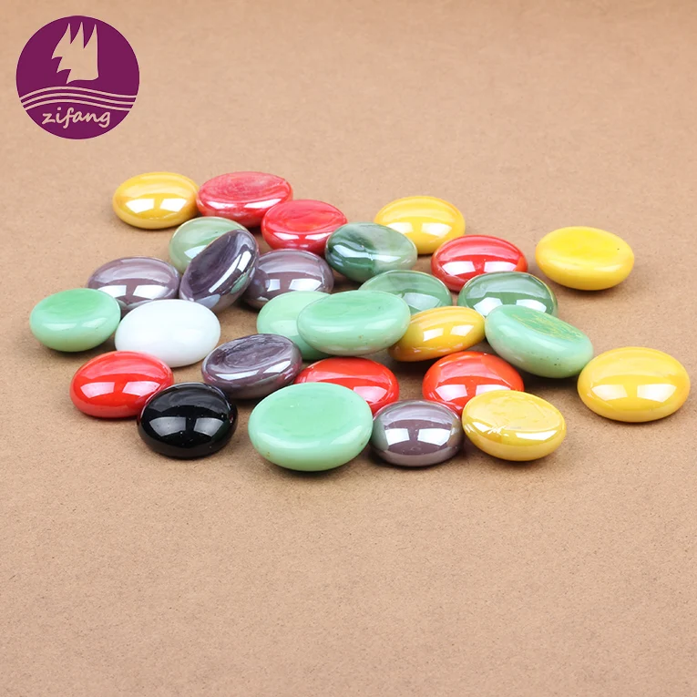 Colored Porcelain Small Flat Bead Stone Half Round Glass Marble Ball