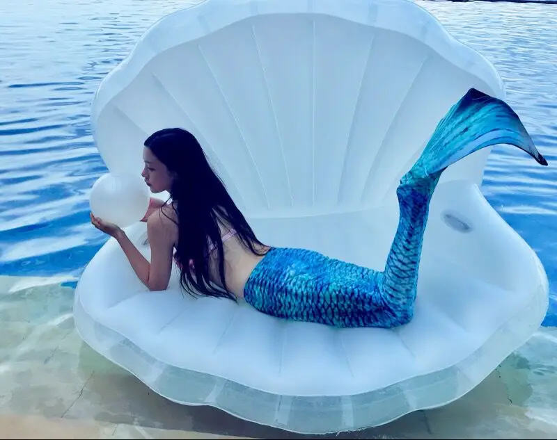 Customized Seashell Float Swimming Pool Giant Shell Rideable Inflatable Float Toy Raft Inflatable Adult Raft