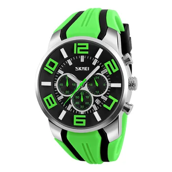 New Design SKMEI 9128 Fashion Quartz Watch Men Big Dial Chronograph Sports Wrist Watch