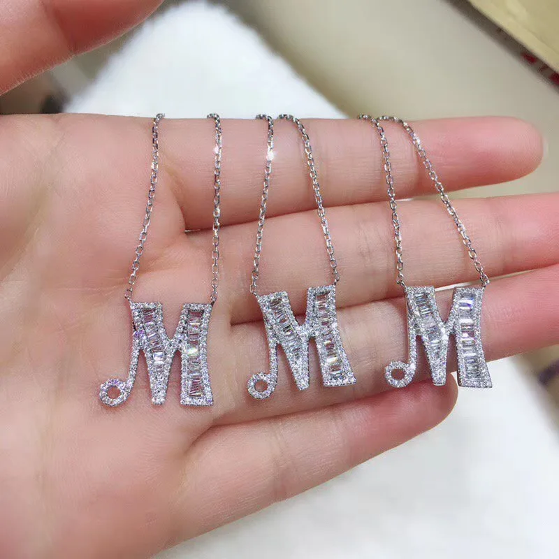 Luxury 18k Real Gold Letter Jewelry Real Diamond Az Initial Letter Name Necklace Pendant Buy