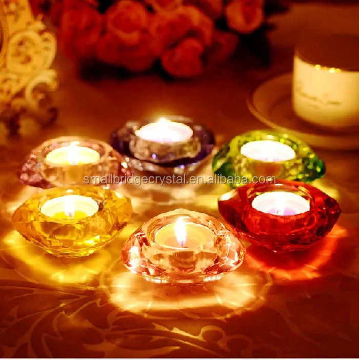 Wholesale Candlestick Gifts Colorful Glass Crystal Candle Holder