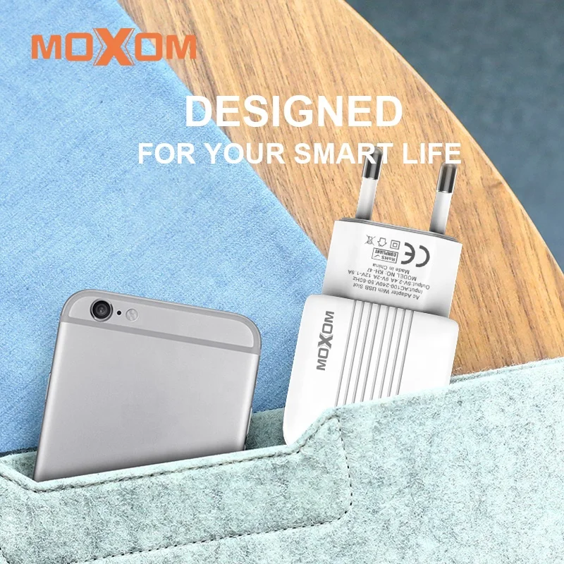 Быстрая зарядка для телефона Комплект 2.4A MOXOM Универсальный 100-240V Универсальное зарядное USB устройство для зарядного устройства с Micro USB Type C кабель