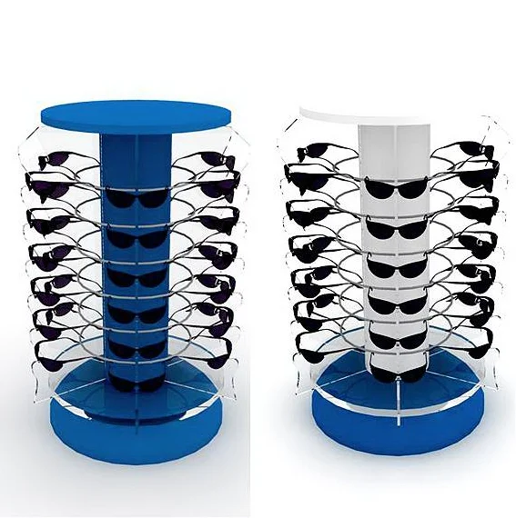 Shopping Mall Revolving Floor Standing Acrylic Sunglasses Display Rack Optical Glasses Display