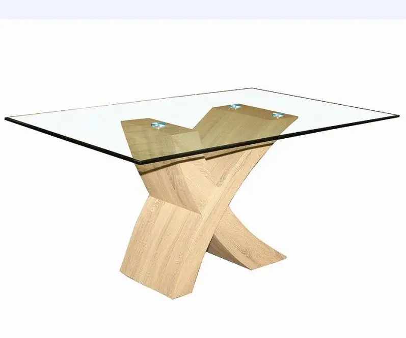 glass dining table with x shaped base