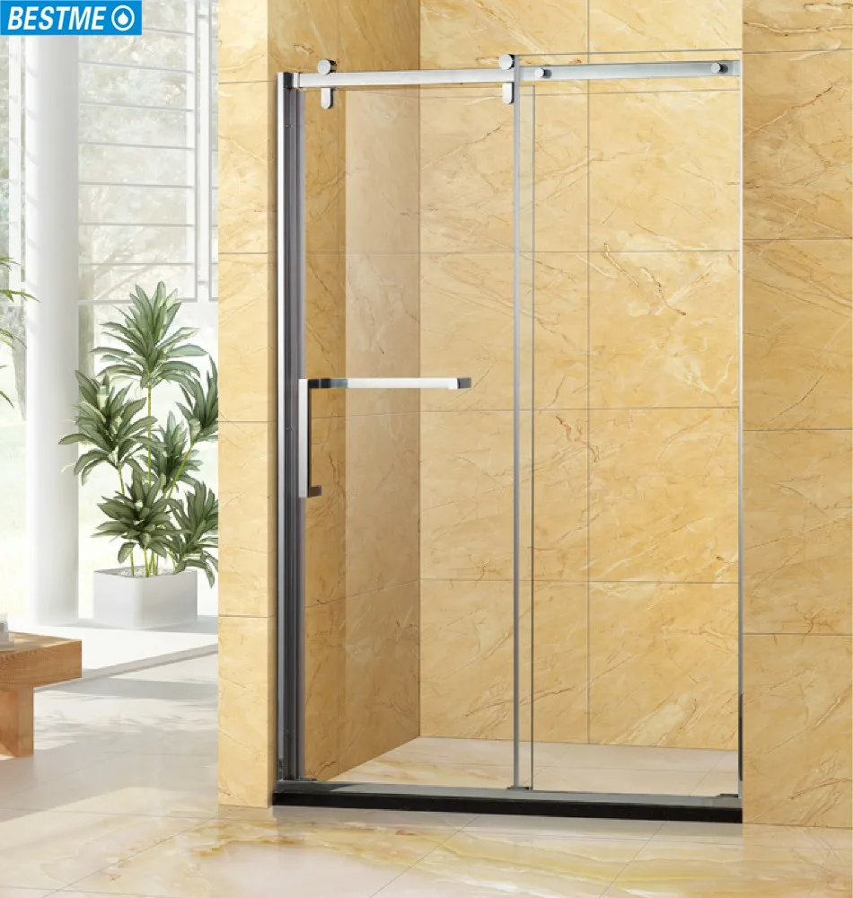New Gold Frame Shower Cubicle with Sliding Open Style Door Featuring a Stone Tray