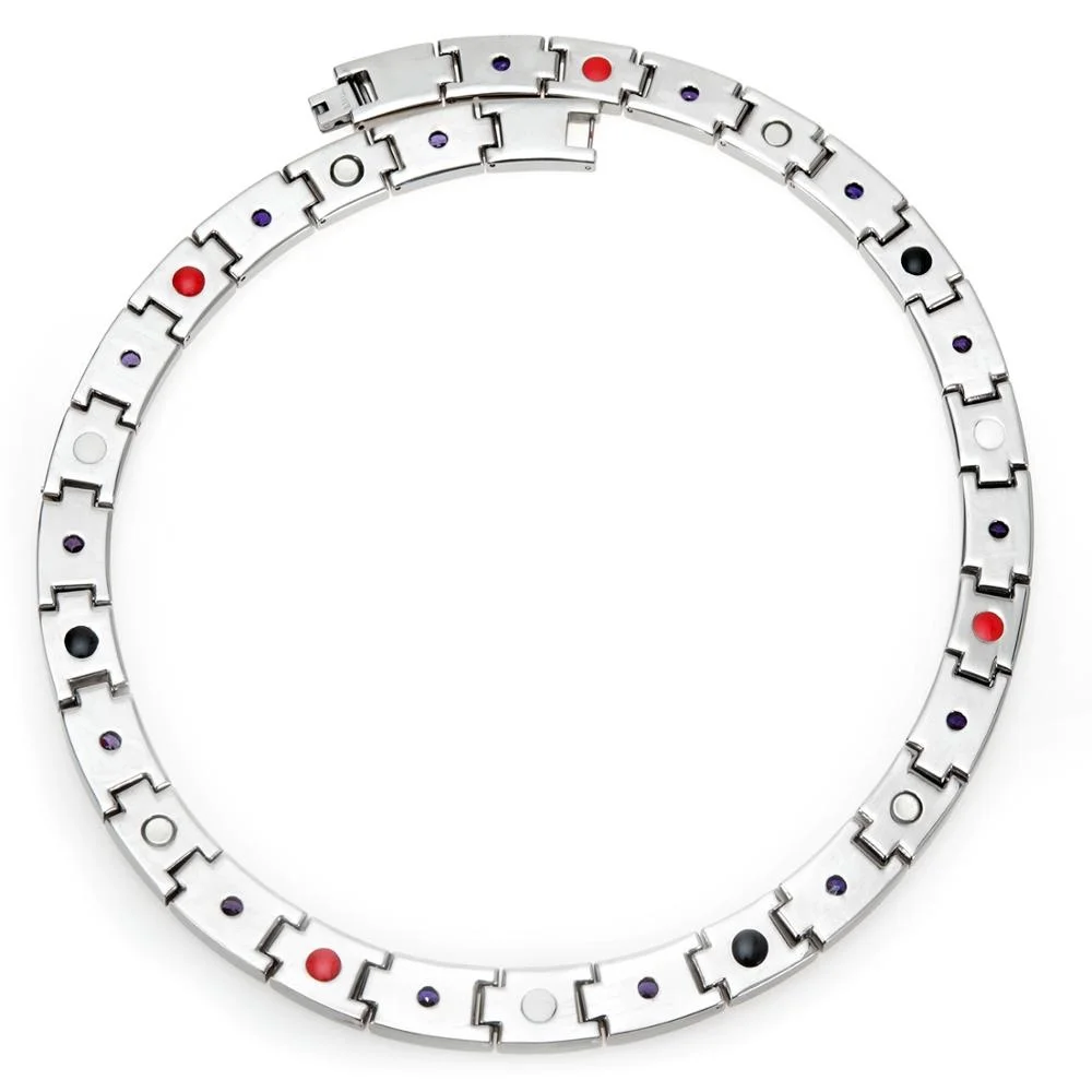 Био-магнитное титановое ожерелье с кристаллом, позолоченное, четыре в одном