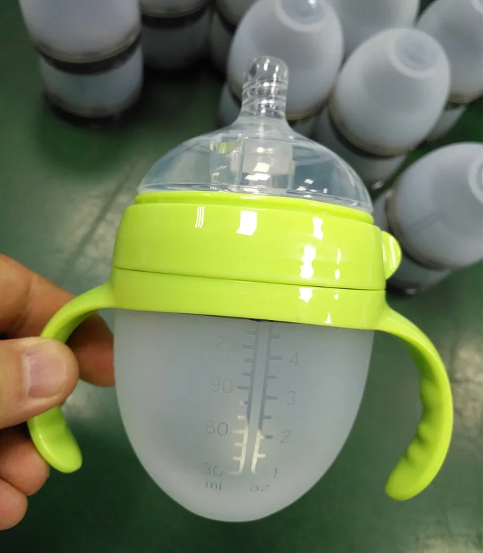 BPA Free Wide Neck Soft Baby Bottles Silicone Baby Feeding Bottle