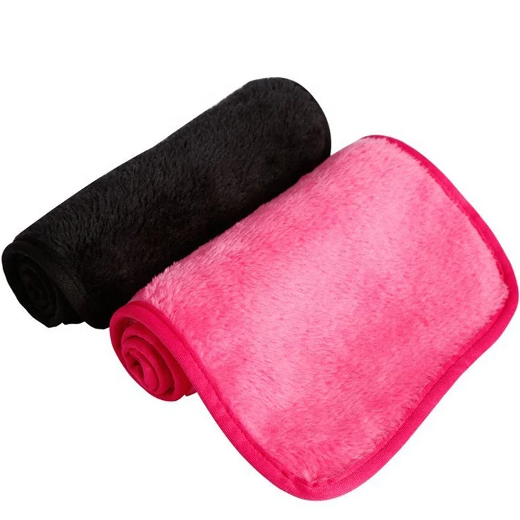Microfiber Face Eye Makeup Remover Towels Cloth Popular Colors Custom Logo Woven Technics