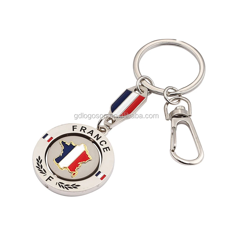 Schlüsselanhänger Frankreich – Bestickte Landesflagge Mit Schriftzug, Ca. 3 X 9,5 Cm, Mit Metallring