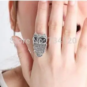 vintage Style Bronze silver plated Owl Ring jewelry wholesale finger rings for women free shipping
