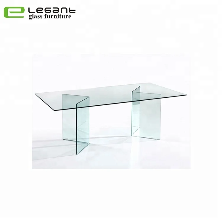 45 Degrees Beveled Curved Glass Center Table