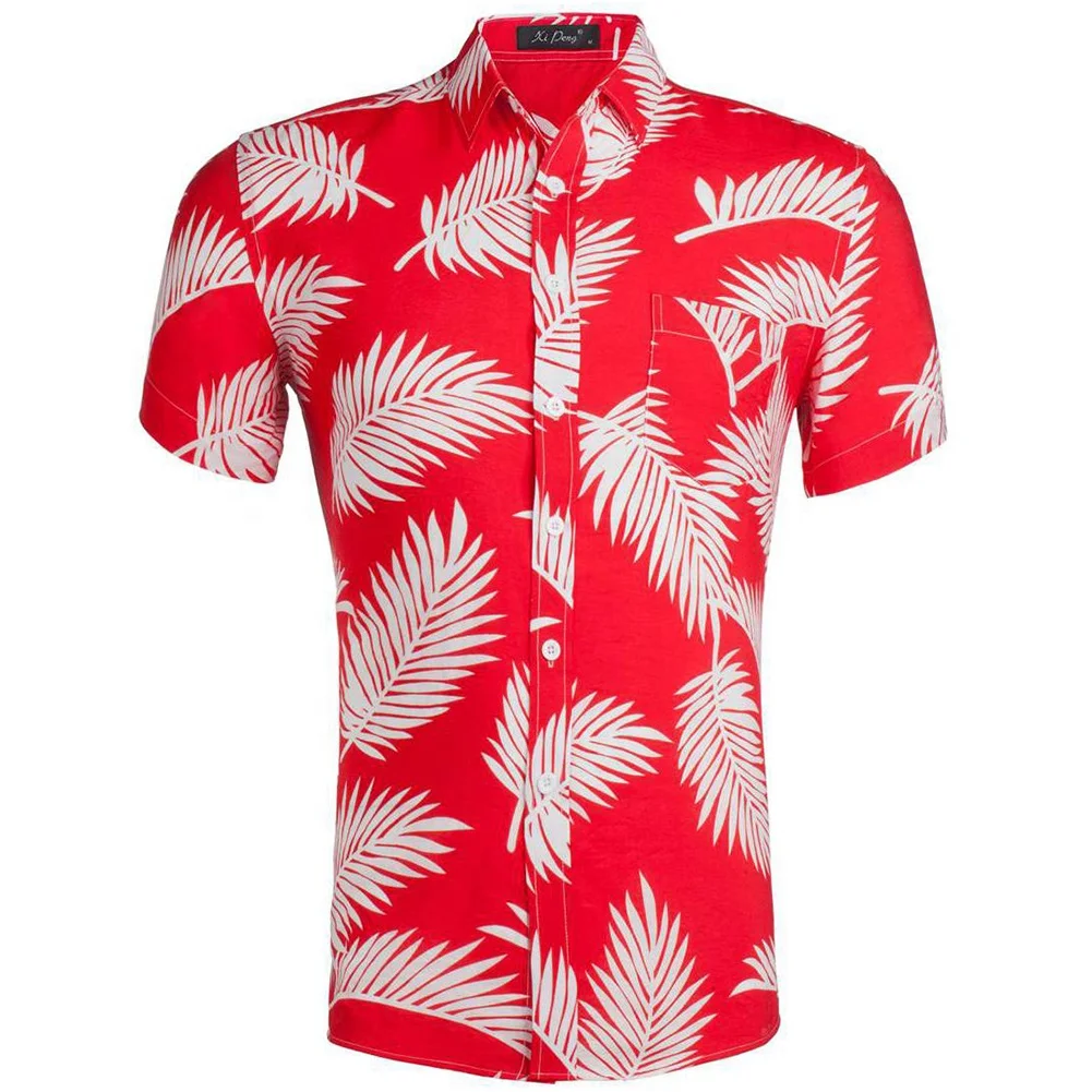 Cotton Red Fancy Design Leaves Printing 