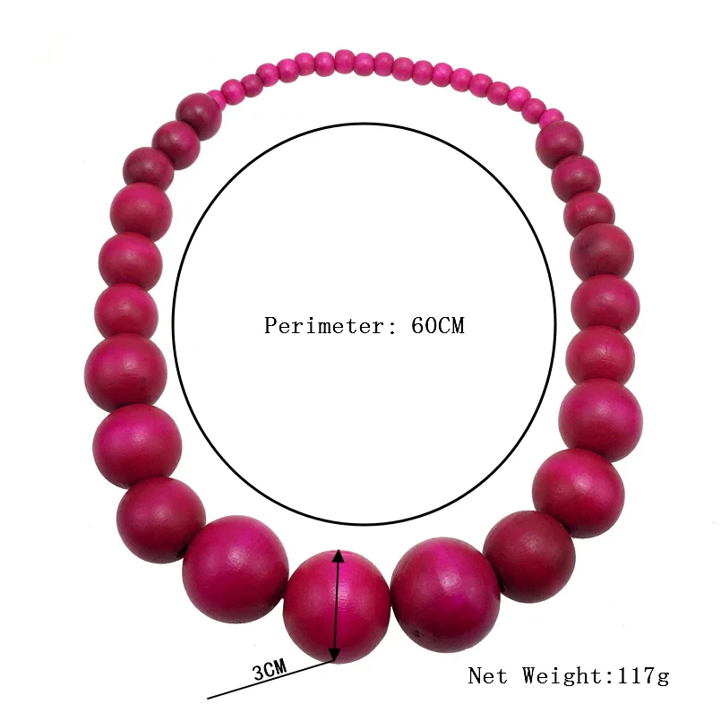 Sautoir Grosse Boules Perles Bois Bohème Et Luxe