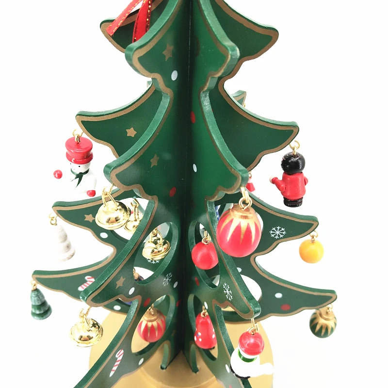 Custom DIY Green Christmas Tree Wind up Music Box for Christmas Gifts